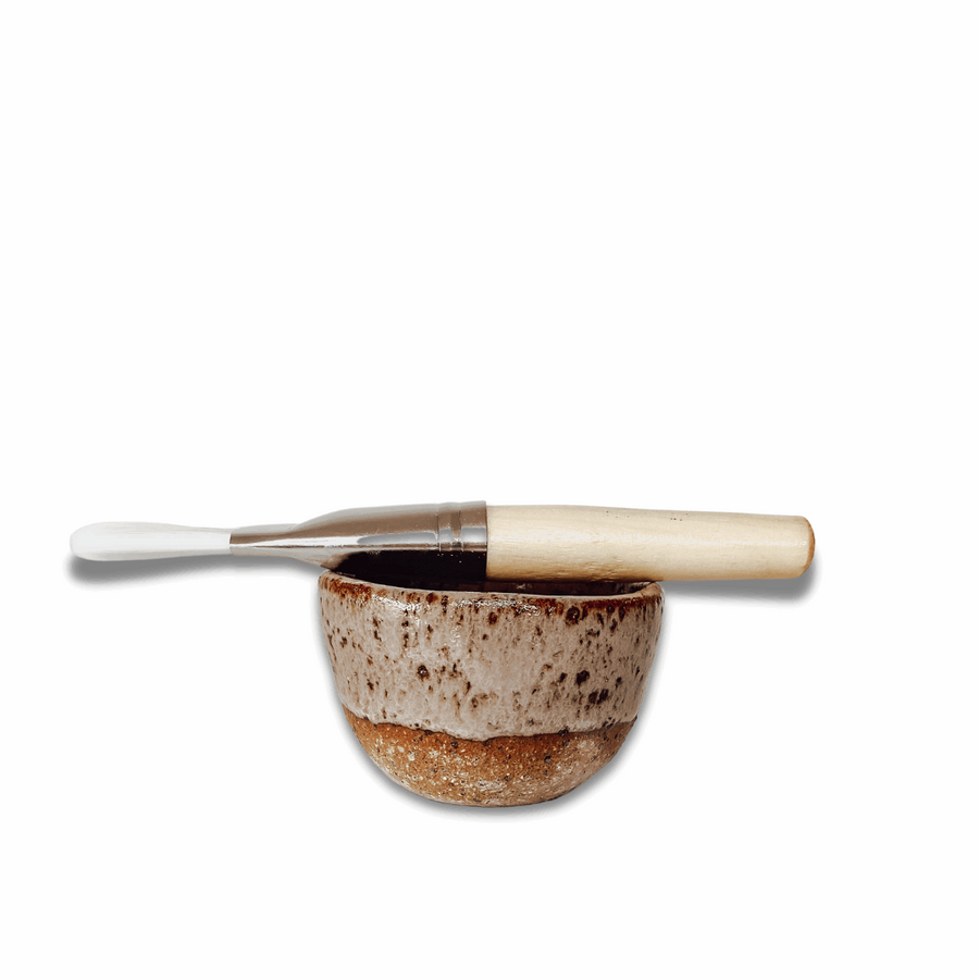 Handmade Ceramic Mask Bowl + Brush Set