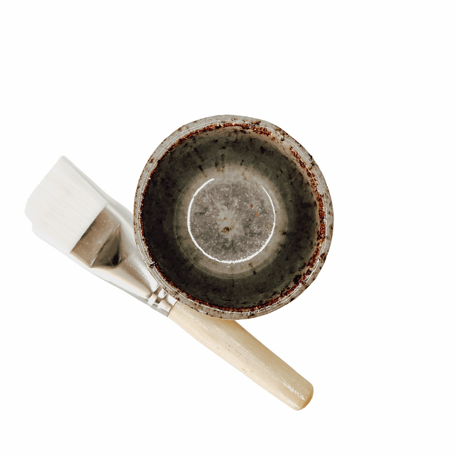 Handmade Ceramic Mask Bowl + Brush Set