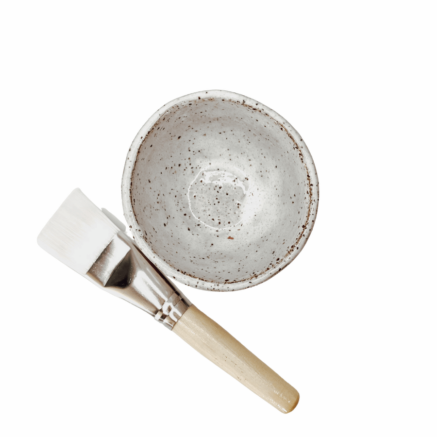 Handmade Ceramic Mask Bowl + Brush Set